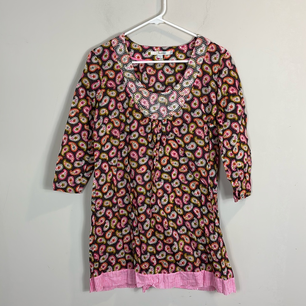 Boden paisley 70’s style blouse women size 6